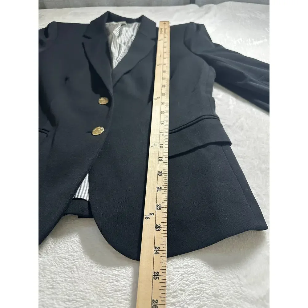 J.‎ Crew Two Button Blazer Black Gold Buttons Classic Size 4 EUC Factory